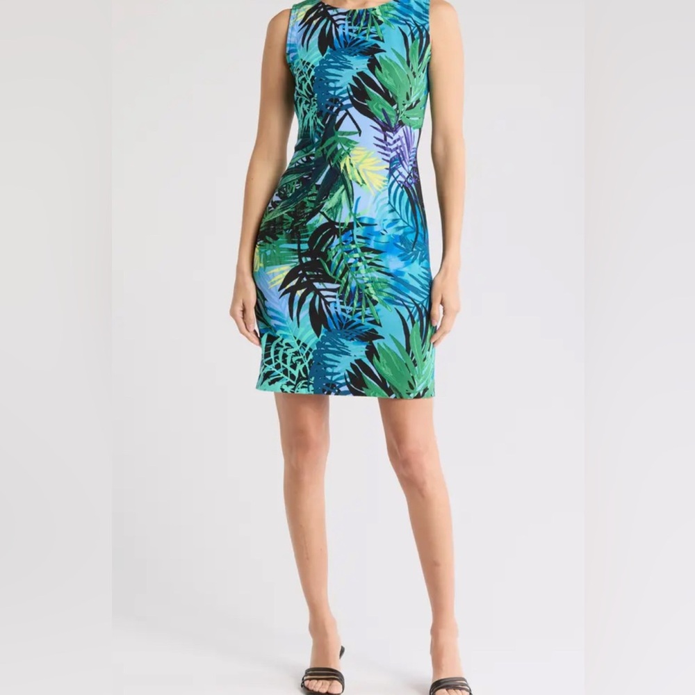 Tropical Print Sleeveless Dress